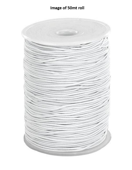 Elastic Cord - 3mm - Black or White - 1mt
