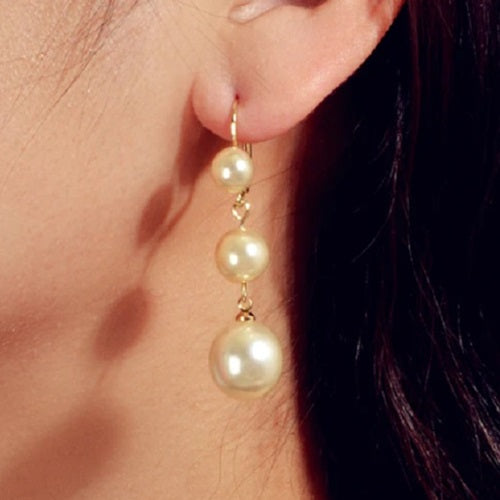 Faux Pearl Long Dangle Earrings