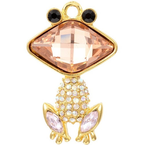 Pendant - Frog With Rhinestone - Gold - 34mm - 1 Piece