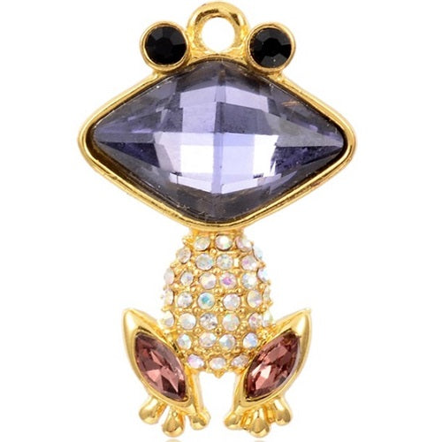 Pendant - Frog With Rhinestone - Gold - 34mm - 1 Piece