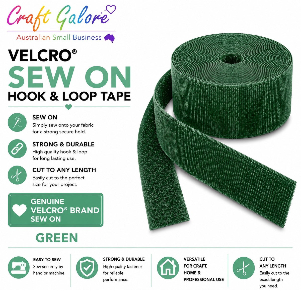 25mm Genuine Velcro® SEW ON - Hook & Loop Tape - 1mt