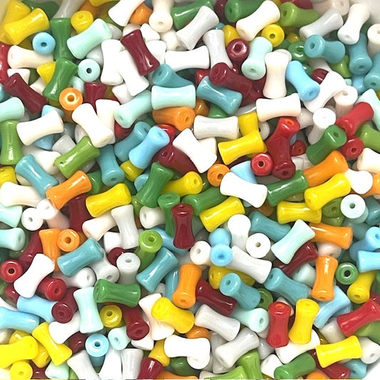 Glass Seed Bamboo Beads - 8 x 4mm - Opaque Multi Mix - 20g approx 100 pieces