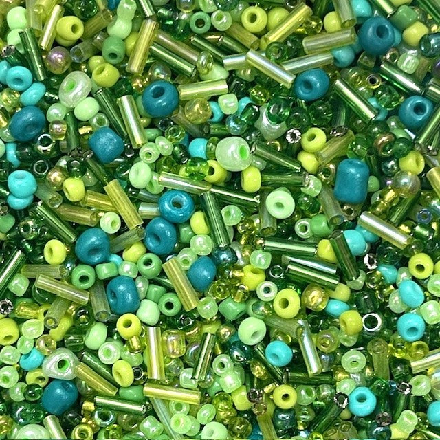 Glass Bugle & Seed Bead Mixes - Assorted Colours & Sizes - 20g - 15 Colour