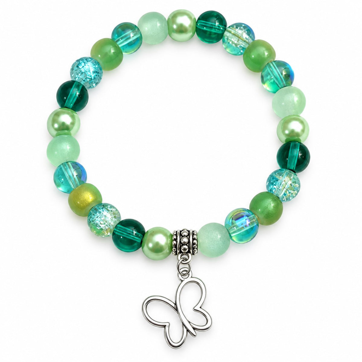 Handmade Stretchy Mystical Glass Bead Charm Bracelet - 8 Colours