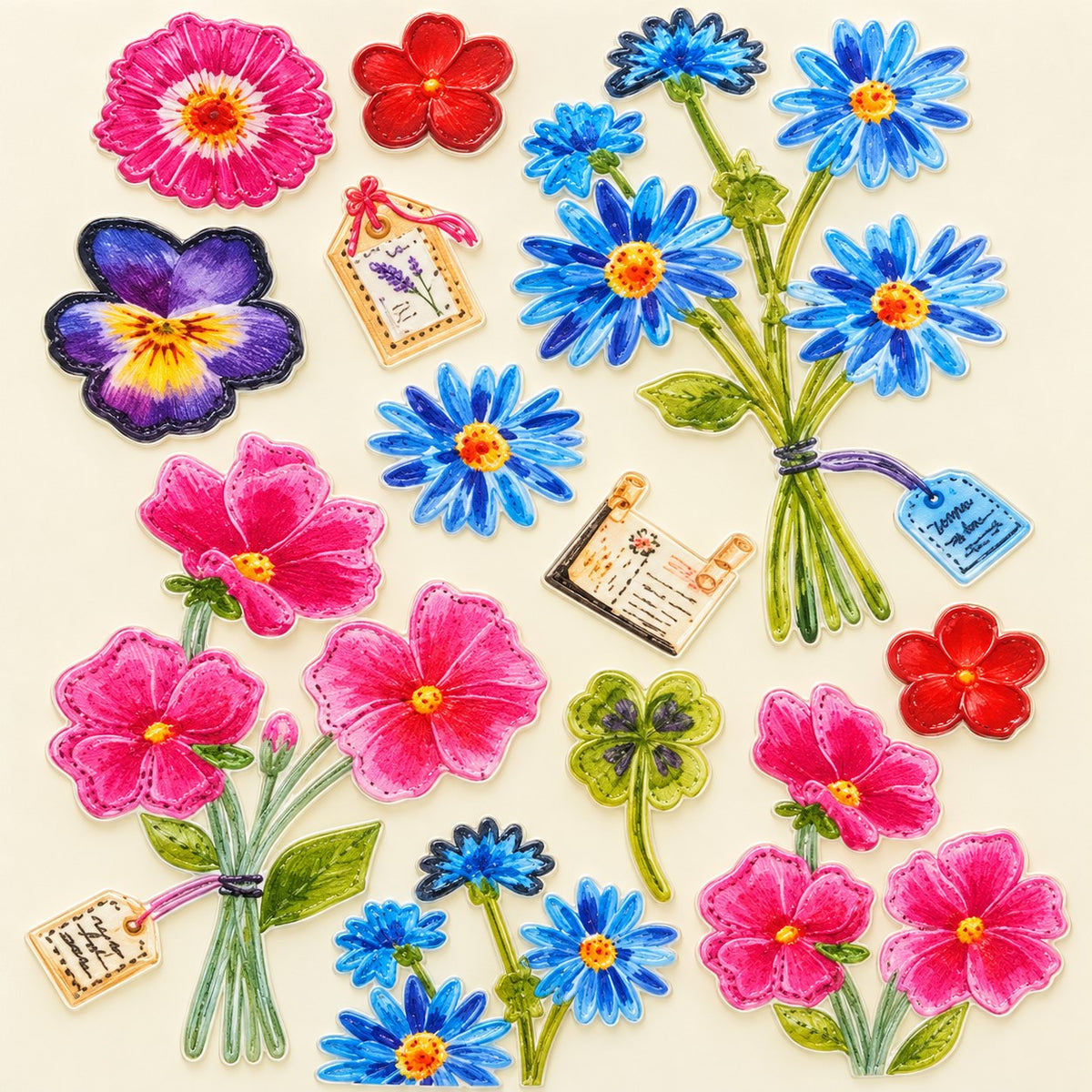 3D Floral Stickers – Colourful Flower Designs for Crafting, Scrapbooking & Card Making