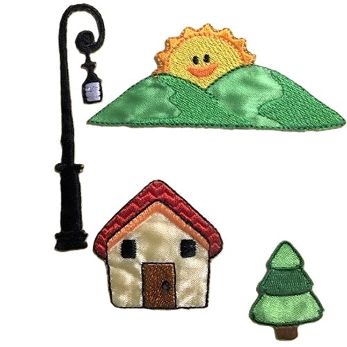 Iron On Patch - House Sun Tree Lamp
