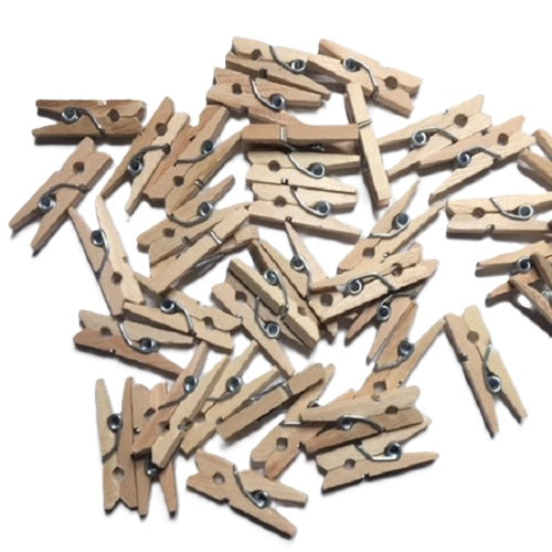Craft Mini Wooden Pegs - Multi or Natural