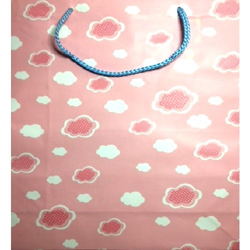 Gift Bag - Pink With White Clouds