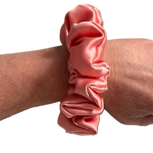 Scrunchies - Peach Satin - Standard Size