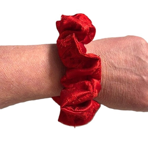 Scrunchies - Red Satin & Lace - Standard Size - Recycled Material