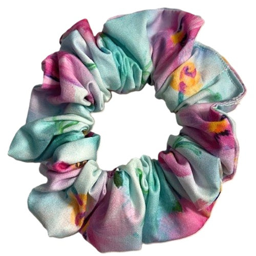 Scrunchies - Colourful Flowers - Cotton Blend - Standard Size
