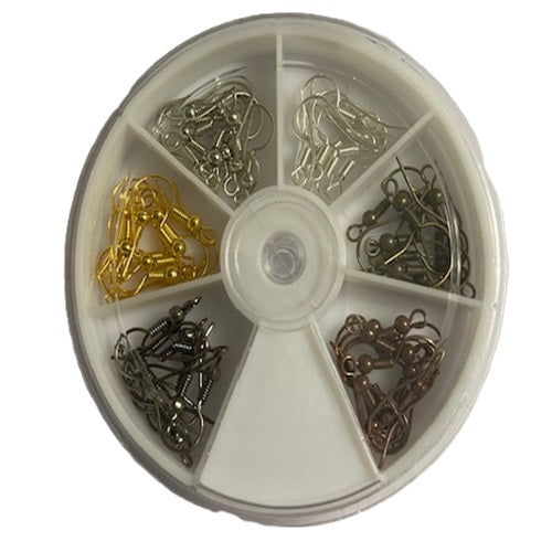 Earring Hook Kit - 6 Colours - 60 Pieces + Organiser