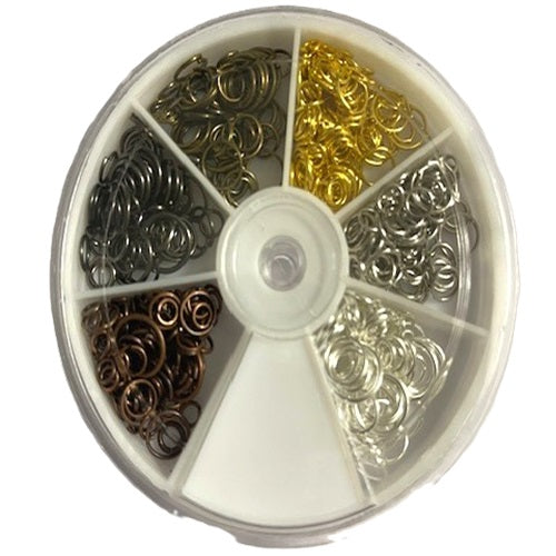 Jump Ring Kit Mix - 4mm to 10mm - 480+ Pieces - 6 Colours + Storage Container