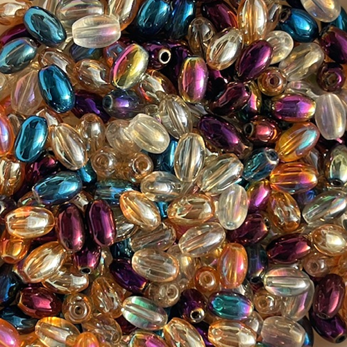 Electroplate Glass Oval Bead Mix - 6mm x 4mm - 50g - Approx 310 Pieces