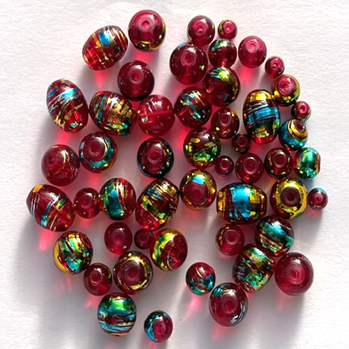 Metallic Stripe Glass Beads - 4mm to 8mm - 50 Pieces