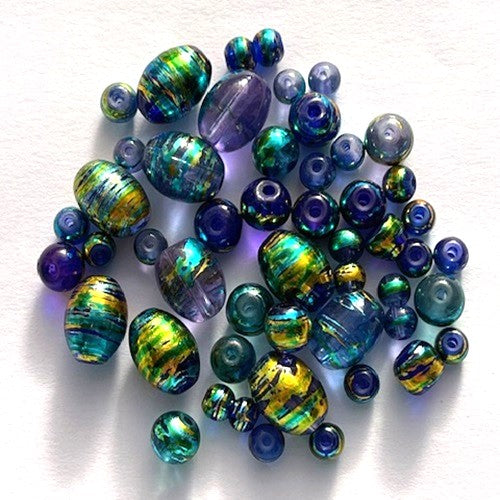 Metallic Stripe Glass Beads - 4mm to 8mm - 50 Pieces