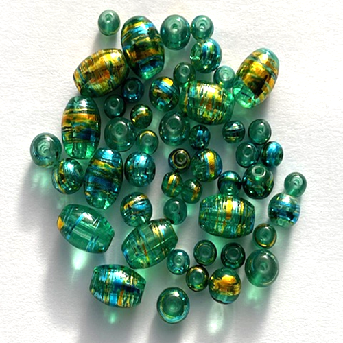 Metallic Stripe Glass Beads - 4mm to 8mm - 50 Pieces