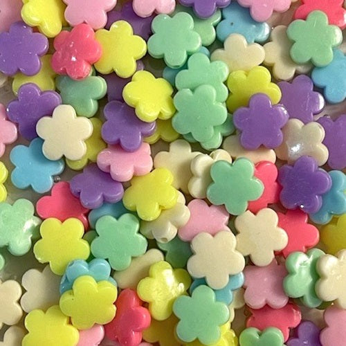 Plastic Acrylic Beads - Flowers - 60g Approx 130+ Pieces