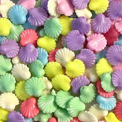 Plastic Acrylic Beads - Shells - 60g Approx 130+ Pieces