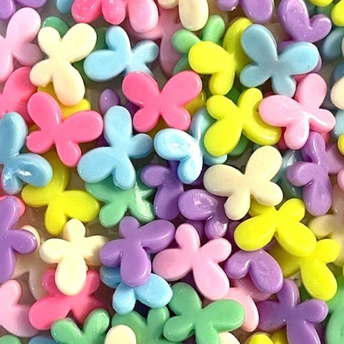 Plastic Acrylic Beads - Butterflies - 60g Approx 100+ Pieces