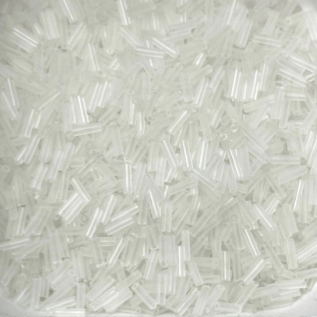 Glass Bugle Beads - Transparent - Clear - 6mm x 2mm - 20g Approx 250+ Pieces