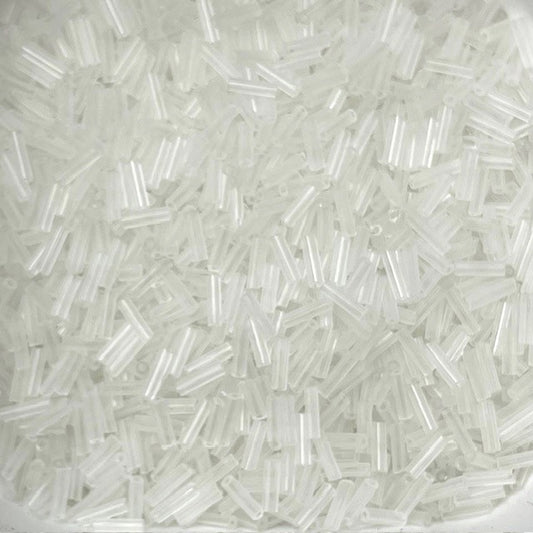 Glass Bugle Beads - Transparent - Clear - 6mm x 2mm - 20g Approx 250+ Pieces