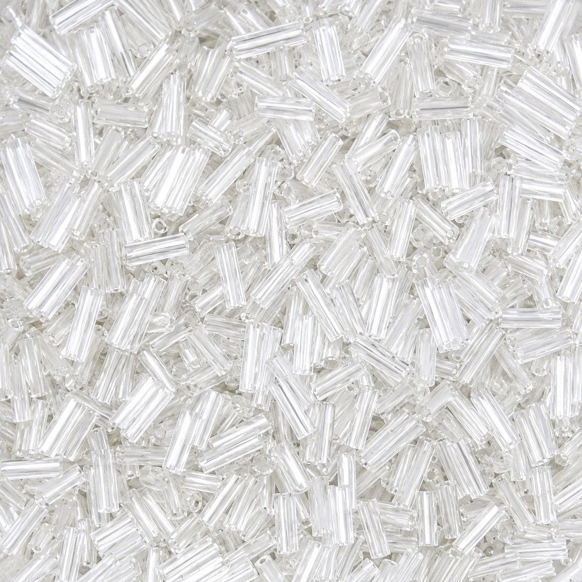 Glass Bugle Beads - Transparent - Clear - 6mm x 2mm - 20g Approx 250+ Pieces