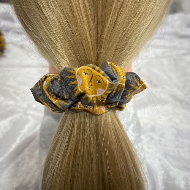 Scrunchies - Grey with Orange Sun - Mini Size