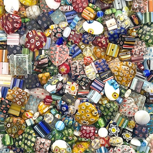 Handmade Millefiori Glass Bead Mix - 50g - 80 to 100 Pieces