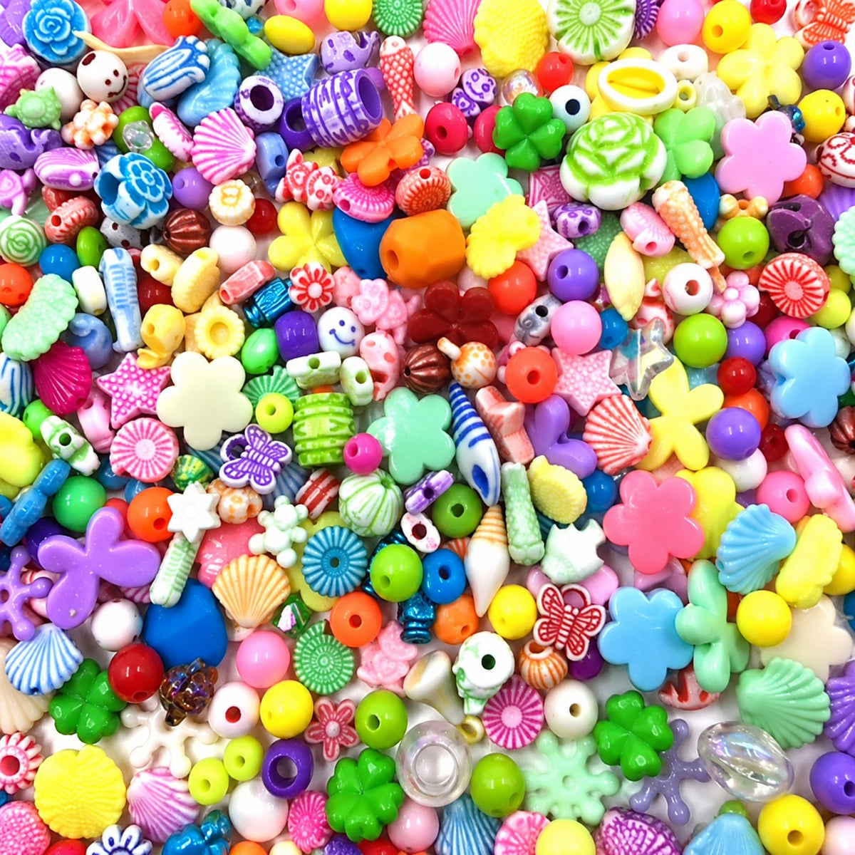 Acrylic Plastic Bead Kit – 250g, 500+ Beads & 10m Stretchy String
