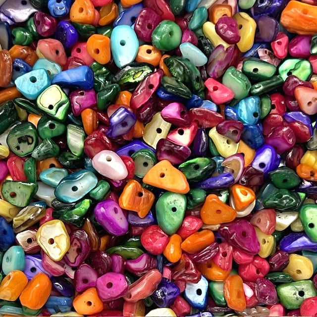 Natural Chip Dyed Shell Beads - Multi Colours – 20g - 100+ Pieces