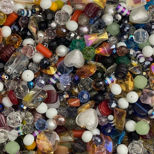 Glass Big Bead Mix - Assorted Colours, Shapes & Sizes - 200g Approx 35+ Pieces