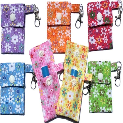 Handmade Lip Balm Holder Keyrings - Flowers - 7 Colours