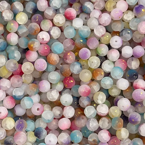 Frosted Baking Painted Crackle Glass Bead Mix - Two Tone - 8mm - 50g approx 80 Pieces