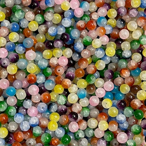Baking Painted Crackle Imitation Jade Glass Bead Mix - Two Tone - 8mm - 50g approx 80 Pieces