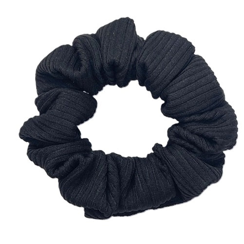 Handmade Scrunchies - Black Ribbed - Wool Blend - 120cm Wide