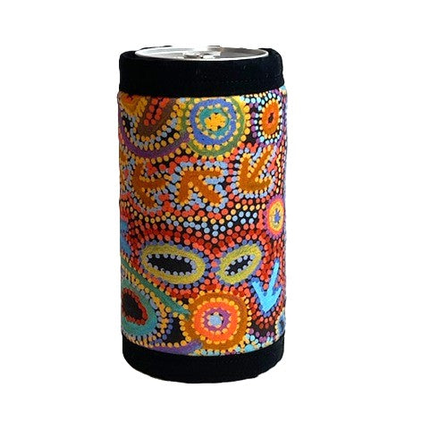 Handmade Cotton Stubby Holder - Aboriginal Print - Colourful