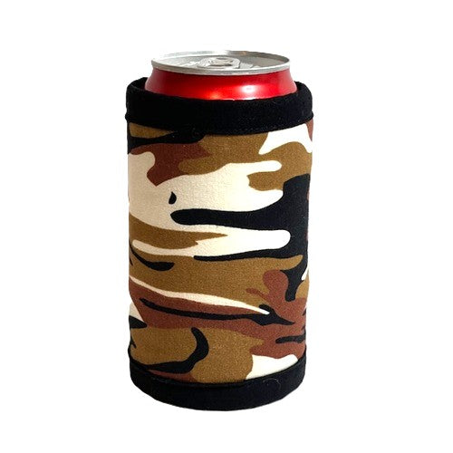 Handmade Cotton Stubby Holder - Camoflauge Print - Brown & White