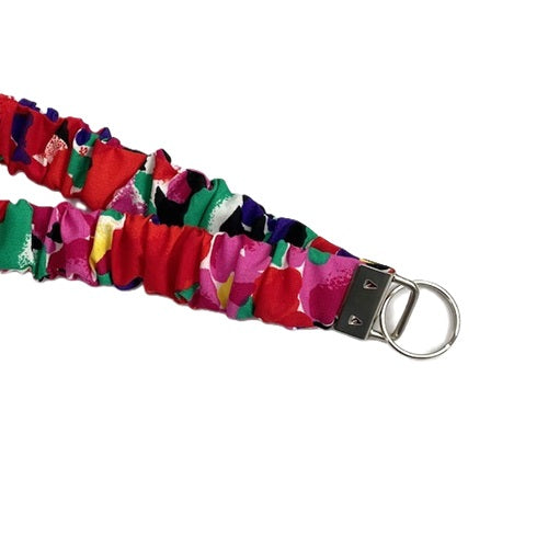 Handmade Colourful Floral Print Scrunchie Lanyard – Soft Fabric Key Holder