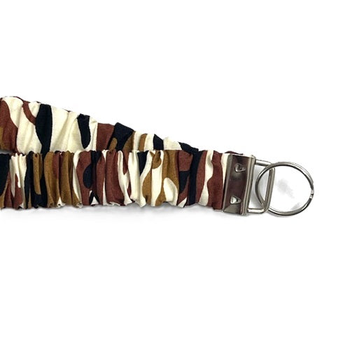 Handmade Chocolate Camo Print Scrunchie Lanyard – Soft Fabric Key Holder