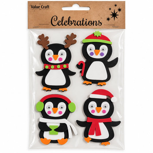 Christmas Foam Penguin Craft Stickers – Festive Penguin Embellishments