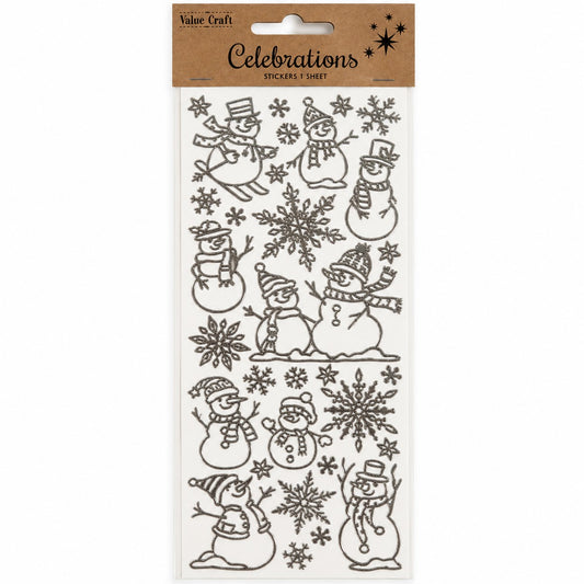 Christmas Silver Snowman Craft Sticker