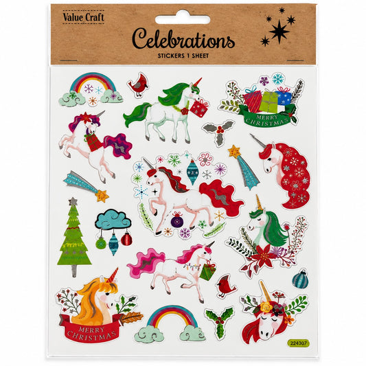 Christmas Unicorn Craft Sticker – Christmas Craft Supplies