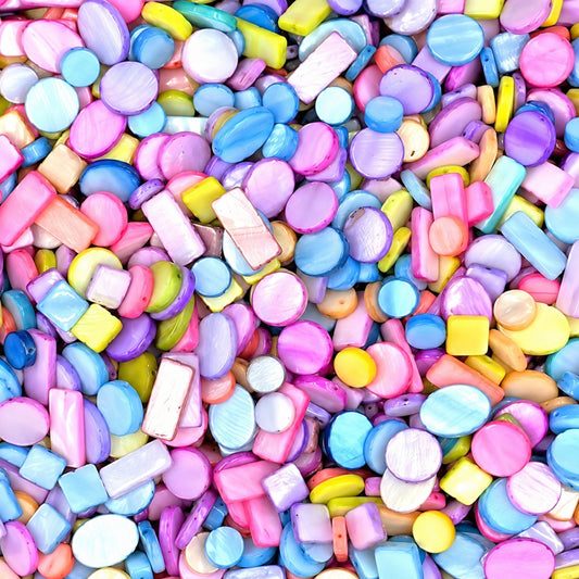 Mother of Pearl Beads Mix – Multi Colour Assorted Shapes – 50g