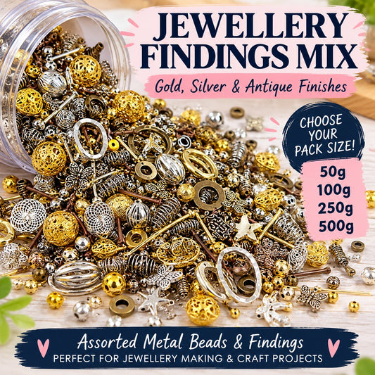 Jewellery Findings Mix 50g 100g 250g 500g Assorted Metal Beads Craft Supplies
