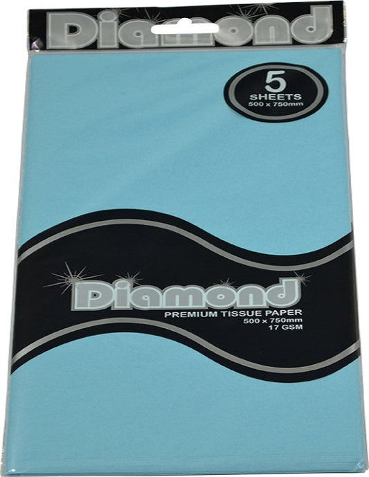 Tissue Paper - 5 Sheet Packs - 50cm X 75cm - Light Blue
