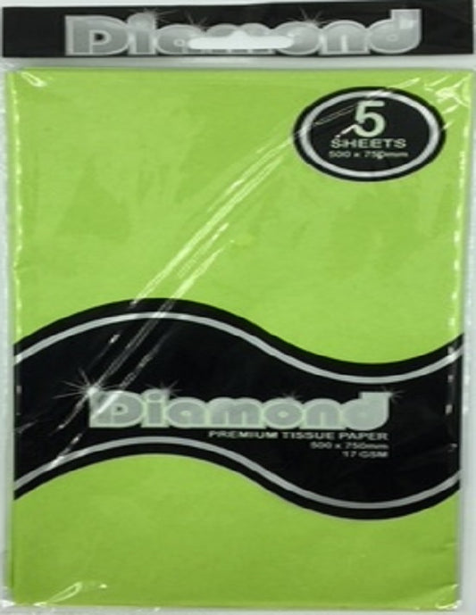 Tissue Paper - 5 Sheet Packs - 50cm X 75cm - Light Green