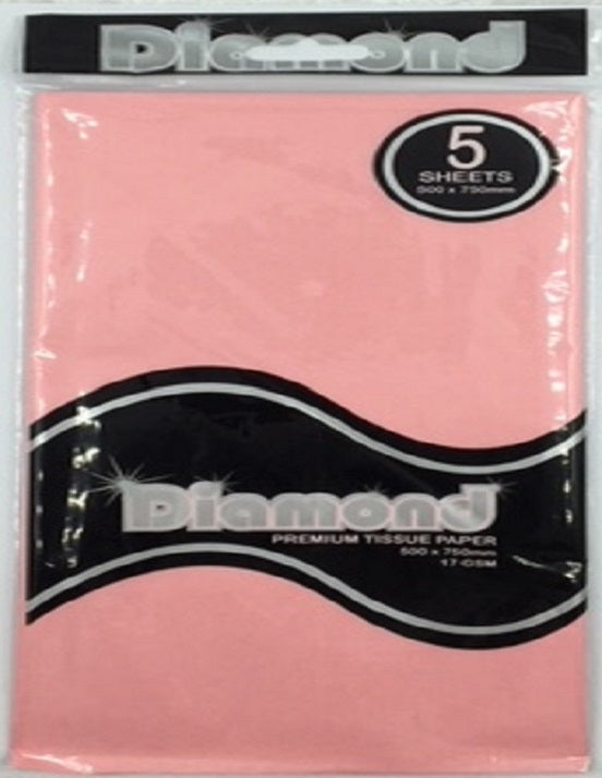 Tissue Paper - 5 Sheet Packs - 50cm X 75cm - Light Pink