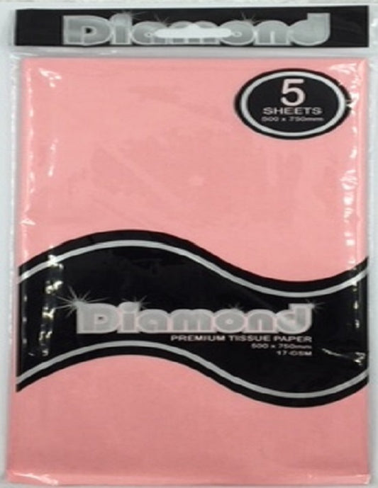 Tissue Paper - 5 Sheet Packs - 50cm X 75cm - Light Pink