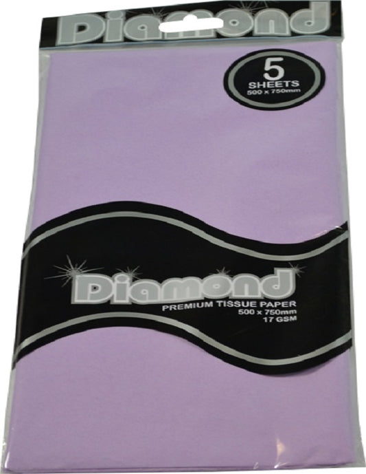 Tissue Paper - 5 Sheet Packs - 50cm X 75cm - Lilac